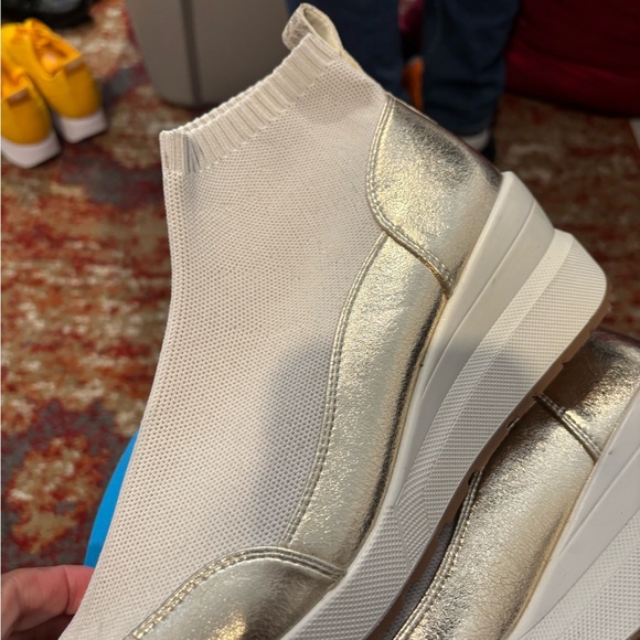 Michael Kors Gold and Cream Knit Sneakers - Picture 4 of 5